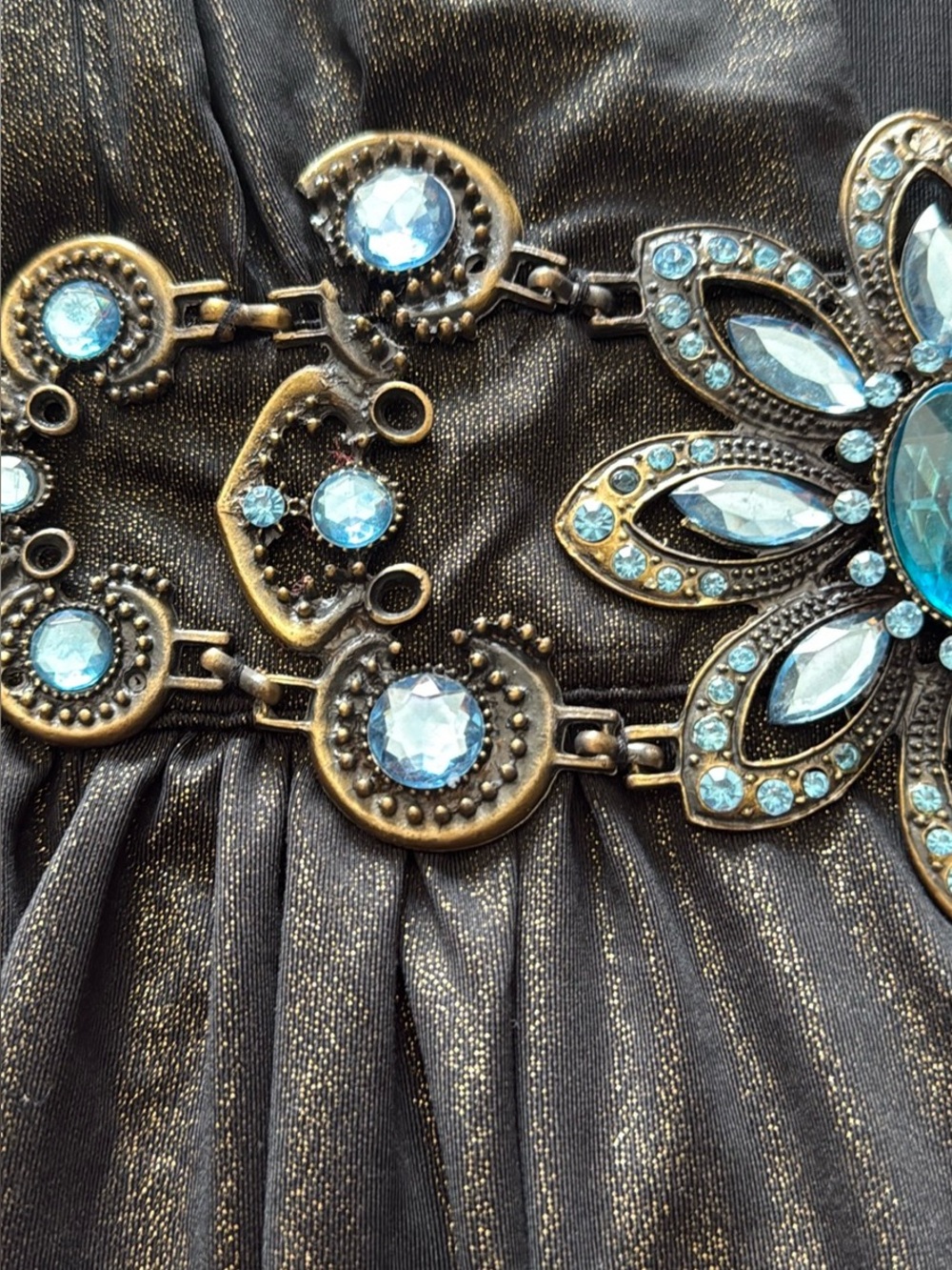 Y2K Babydoll Empire Waist Tunic Jeweled Buckled Sleeveless sparkly Top size:L - Picture 12 of 13